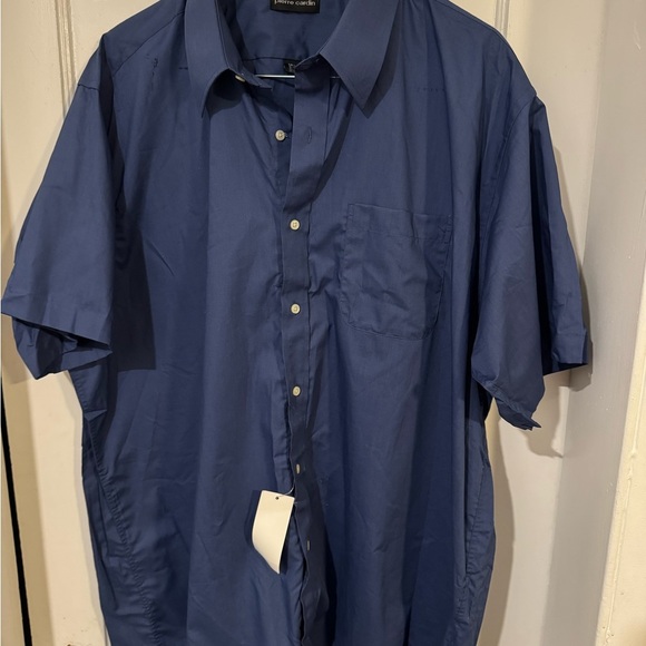 Pierre Cardin Blue Casual Button Down Shirt with Short Sleeves - Picture 2 of 6
